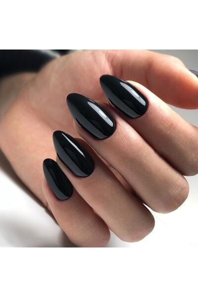 Choice أظافر صناعية متوسطة الحجم من مجموعة ARTAUG، 24 قطعة، مربعة سوداء عالية...