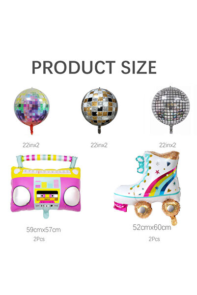 Choice Other BL407066-10Pcs 1/10Pcs 22Inch 4D Rainbow Roller Skate Balloon Boom Box Balloon Disco Foil Ball