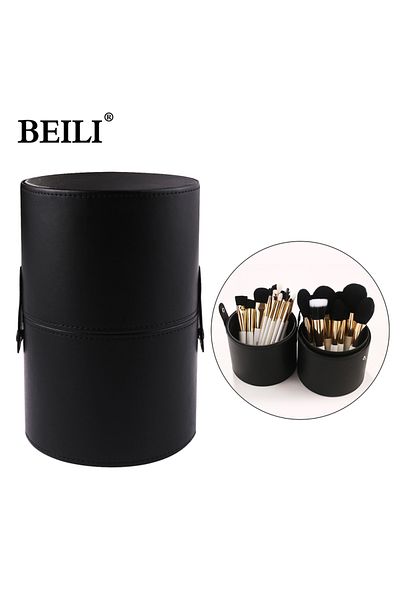 Choice DT BEILI Makeup Brush Cylinder Brushes Storage Holder Organizer Travel Case for Cosmetic Tools PU Le