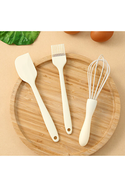 Choice مجموعة مكونة من ثلاثة أدوات سيليكون للخبز، ملعقة مسطحة لكريم الكيك، مكشطة للمطبخ والمنزل، خفاقة بيض، زيت للشواء