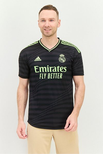 adidas Men Sportswear Fit Short Sleeves Training Jersey, Black/lime