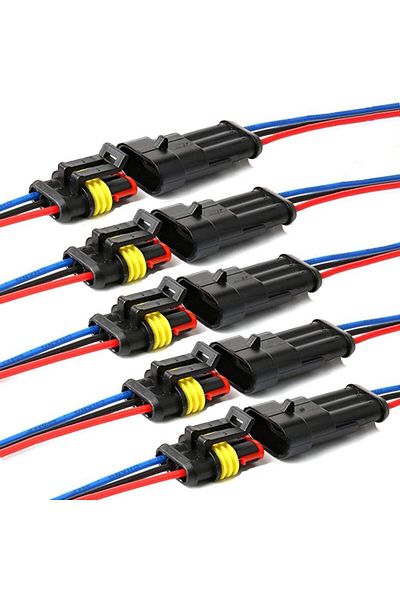 AOKIN 3pin 5pcs 3 Pin Connector Waterproof Connector, Male Female Way 16 AWG Wire Suitable for car Truck,