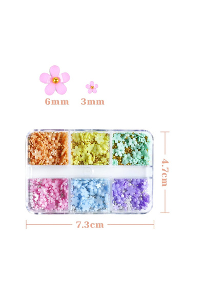 NAILFYOU صندوق واحد من 6 شبكات ثلاثية الأبعاد من خرزات الأظافر الصغيرة باللون...