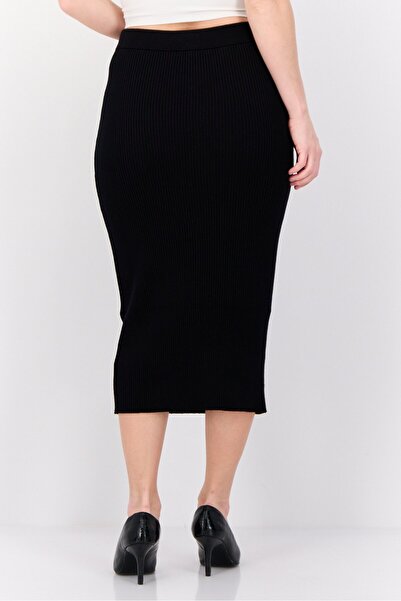 Esprit Women Ribbed Midi Skirt, Black