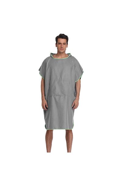 Choice Gray Fluorescent Green Lock Edge (PLUS POCKET) 82cm * 110cm Microfiber Beach Bath Towel Quick-dryi