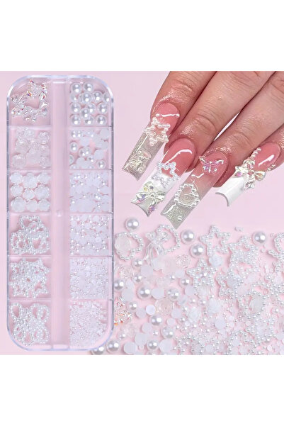 Choice مجموعة تزيين أظافر ثلاثية الأبعاد من 500 قطعة مع أقواس من الراتنج ولآل...