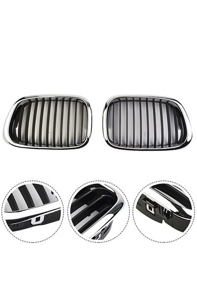 Choice 1pc Front Chrome Black Grille Grill For BMW 5 Series E39 1998-2003 Sedan520d/520i/523i/525d/525i/...
