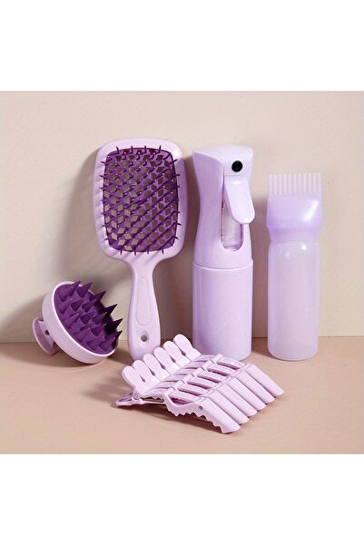 Choice مجموعة فرش شعر أرجوانية مكونة من 10 قطع، مجموعة فرش فك التشابك، مشط تدليك فروة الرأس للشعر، أخطبوط قابل للتعديل باللون الأخضر