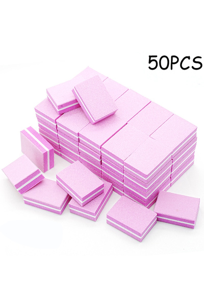 Choice 50 قطعة من مبرد الأظافر الاحترافي الصغير باللون الأحمر الوردي، ورق صنف...