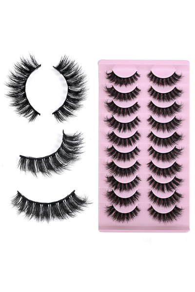 Choice رموش صناعية جديدة سوداء على شكل عين قطة من فرو المنك الصناعي، رموش ناعمة 8D، عبوة من 10 أزواج، لون دراماتيكي