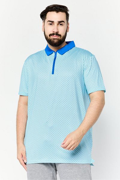 Head Men Sportswear Fit Short Sleeves Checkered Golf Polo Shirt, Turquoise