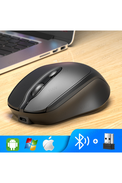 Choice1 Black Ergonomic Wireless Bluetooth Mouse 1600DPI Rechargeable Mouse for MacBook Tablet Computer Lapt