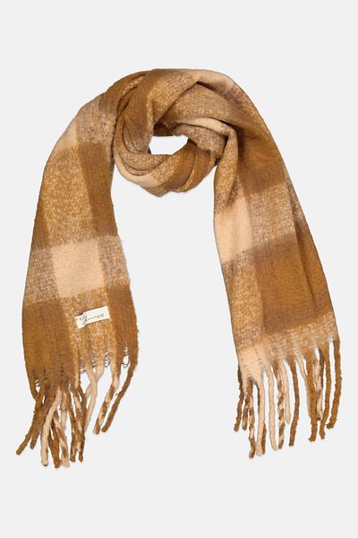 VINTAGE HAVANA Women Checkered Tassel Scarves 192 X 56 Cm, Multi Color