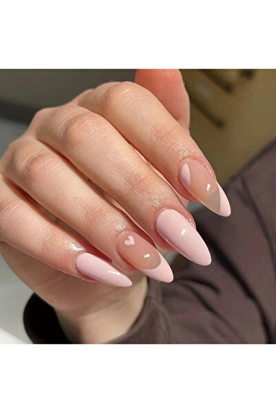 Choice JP1773 24 قطعة من أظافر صناعية برأس لوزية بتصميم خط فرنسي وتغطية كاملة...