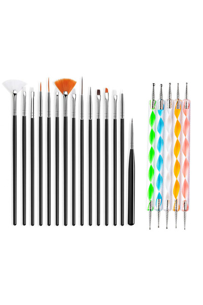 Choice1 17 5/20 قطعة من فرشاة فن الأظافر ذات رأس تصميم ورسم ونحت وقلم تنقيط و...