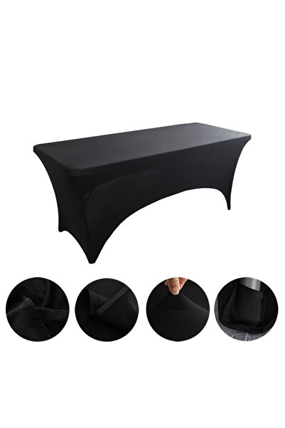 Choice1 رموش صناعية سوداء بطول 6 أقدام مع غطاء سرير مرن وقاعدة قابلة للتمدد وغطاء طاولة