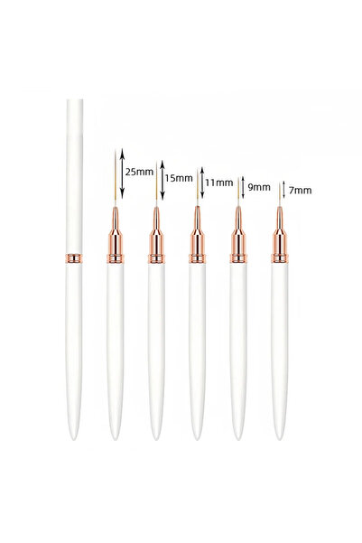 Choice B054- قلم فرشاة أظافر أبيض، 5 قطع/مجموعة فرش رسم خطوط طويلة احترافية