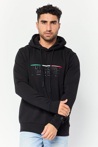 Lamborghini Men Brand Logo Long Sleeves Hoodie, Black