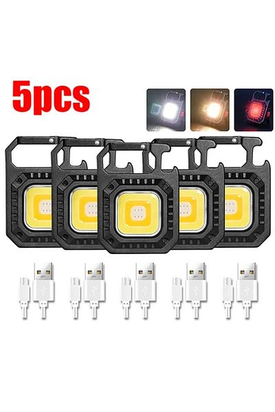 Choice 5PCS Multi-Functional Mini Portable Keychain Flashlight Waterproof Magnetic Strong Light USB Chargin