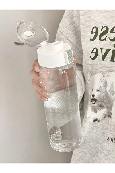 Choice كوب شفاف محمول للرياضة واللياقة البدنية بسعة كبيرة 0.8 لتر أبيض، قطعة ...