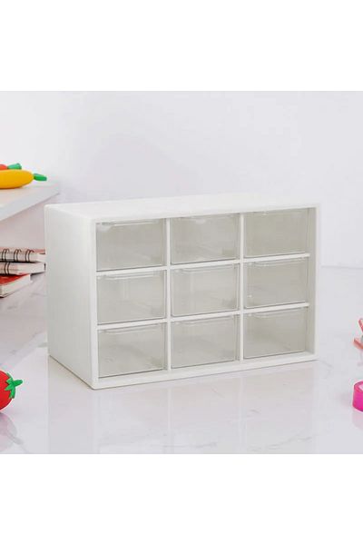 Choice White 9 Grid Drawer Organizer Transparent Small Drawer Partitioned Student Desk Wall-mounted Sundrie