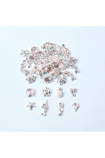 Choice1 50 قطعة/حقيبة من 50 قطعة من دلايات أظافر نجم البحر المحيطية الفضية عل...