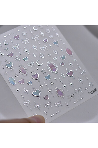 Choice 1 قطعة to3913Y 1 قطعة 5D ملصقات أظافر صدفية مضيئة عصرية على شكل حدود ذهبية على شكل قلب حب وعقدة وقمر ونجمة فنية