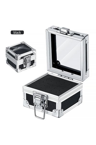 Choice Black 1Pcs Professional Nail Drill Bit Holder Box with 25 Holes Aluminum Display Storage Box Contain