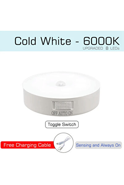 Choice مصباح استشعار الحركة باللون الأبيض البارد لغرفة النوم، إضاءة ليلية، دي...