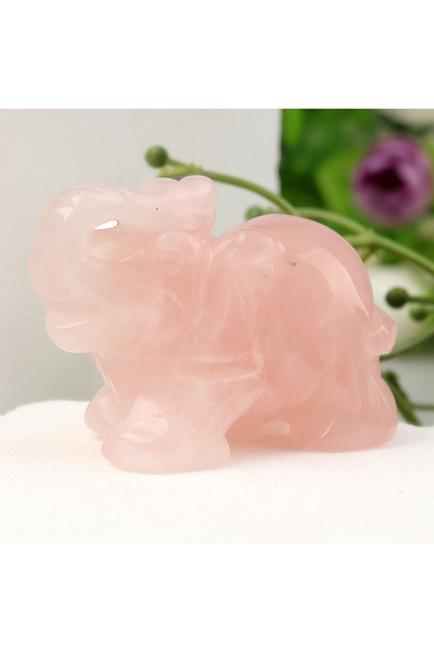 Choice تمثال فيل كريستالي منحوت يدويًا من الكوارتز الوردي لتزيين المنزل من ال...