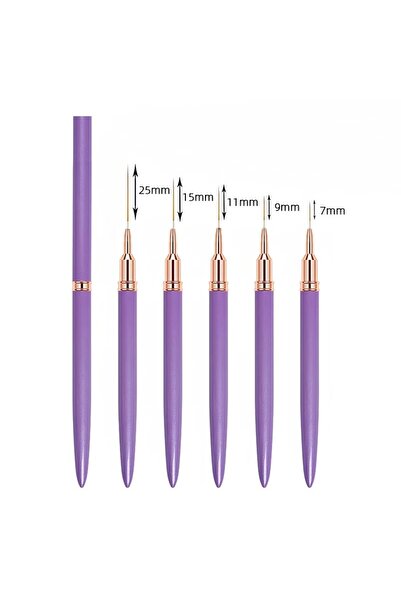 Choice1 مجموعة أرجوانية مكونة من 5 قطع من فرش رسم خطوط احترافية لفن الأظافر وأداة رسم خطوط رفيعة للغاية