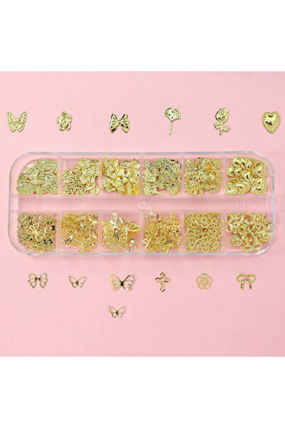 Choice PH200-4 12 شبكة من الذهب/الفضة، زينة أظافر ثلاثية الأبعاد بتصميم فيونك...