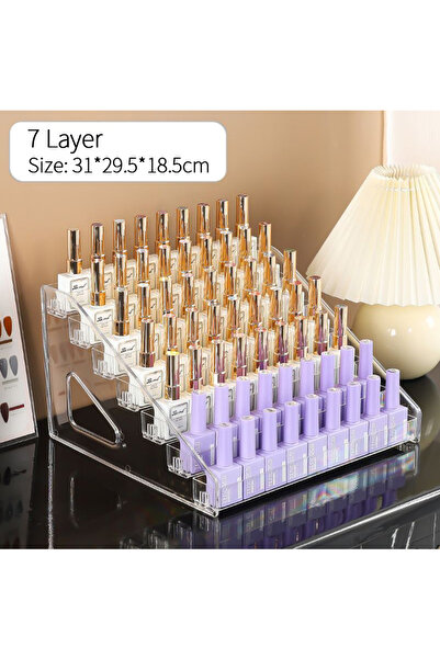 Choice حامل عرض طلاء أظافر أكريليك شفاف مكون من 7 طبقات، رف تخزين بلاستيكي مت...