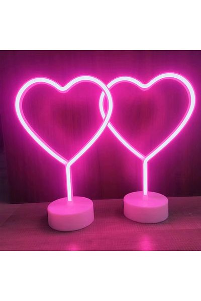 Choice Pink 2 psc, pink love neon light, USB/battery powered, wedding party room, Valentine's Day romantic