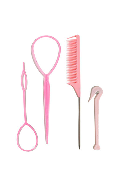 Choice مجموعة وردية مكونة من 4 قطع/مجموعة من أداة الضفائر الفرنسية وحلقات تصف...