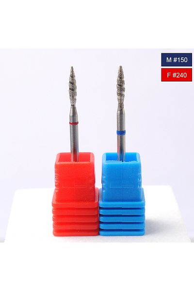 Asentale 2pcs 2Pc Tornado Flame Diamond Nail Drill Bit Manicure Cutters Rotary Burr Drill Accessories Spiral