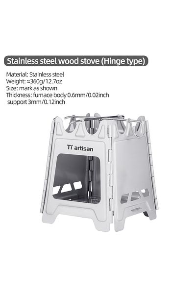 Choice Stainless Steel Tiartisan Outdoor Pure Titanium / Stainless Steel Wood Stove Portable Hinge Design C
