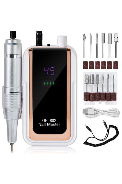 Limegirl USB WHITE 45000RPM Rechargeable Nail Drill Machine Laser Gradient Color Electric Nail Polish Remover