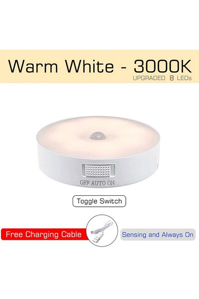 Choice Warm White Motion Sensor Light Bedroom Night Light Room Decor USB LED Lamp Rechargeable Home Decorat