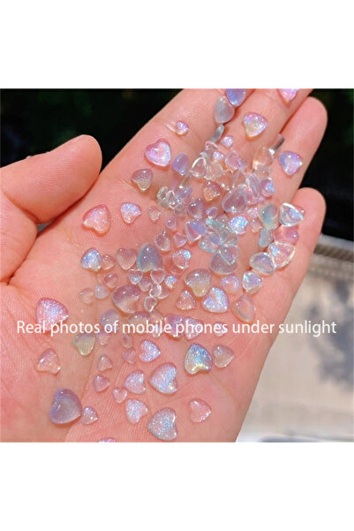 Choice 50 قطعة من إكسسوارات أورورا من الراتنج لتزيين الأظافر على شكل قلب كرتو...