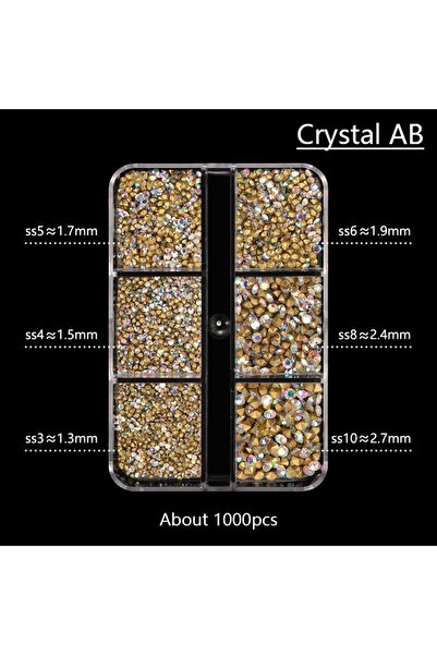 Choice أحجار الراين الكريستالية الشفافة AB 1000 قطعة لتزيين الأظافر فائقة الس...