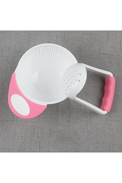 Choice وعاء طحن طعام إضافي للأطفال باللون الوردي، مطحنة يدوية للأطفال، طعام إضافي للطهي بالفاكهة