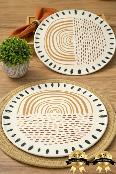 Heda Porselen 32 Cm 2-Piece Yakamoz Porcelain Pizza and Serving Plate