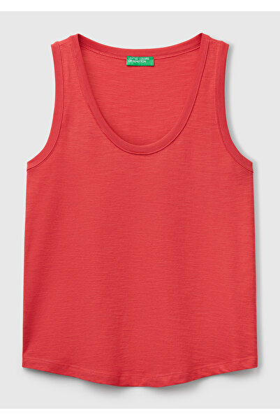 United Colors of Benetton Women's Coral 100% Cotton Rib Detailed Undershirt