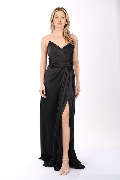 DORİ Βραδινό φόρεμα Doridorca Strapless V λαιμόκοψη με σχισμή μπροστά