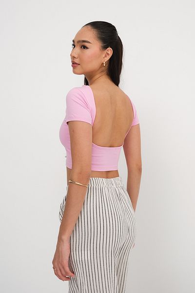 Addax Back Low-Cut Crop T-Shirt P1743-E7