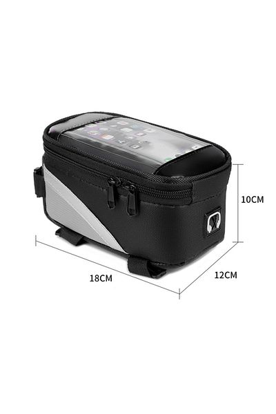 Choice 011Black 1L Bike Bag Bicycle Front Cell Mobile Phone Case Holder with Touchscreen Top Tube Cycling B