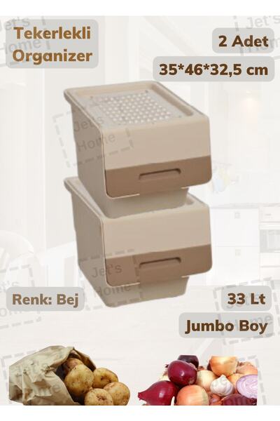 Jet's Home 2'li Tekerlekli Sebzelik BPA Free Soğanlık Oyuncaklık Organizer Be...
