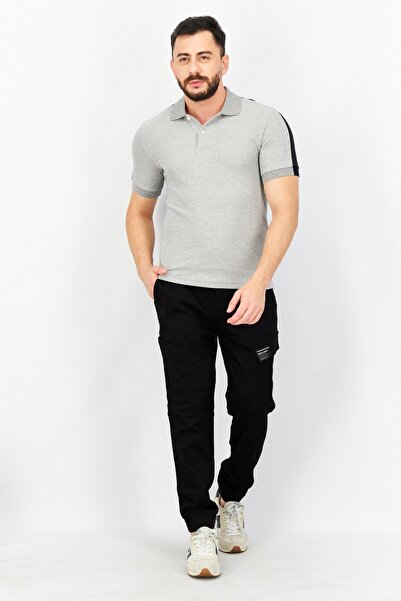 Aigle Men Regular Fit Heather Short Sleeve Polo Shirt, Grey/Black