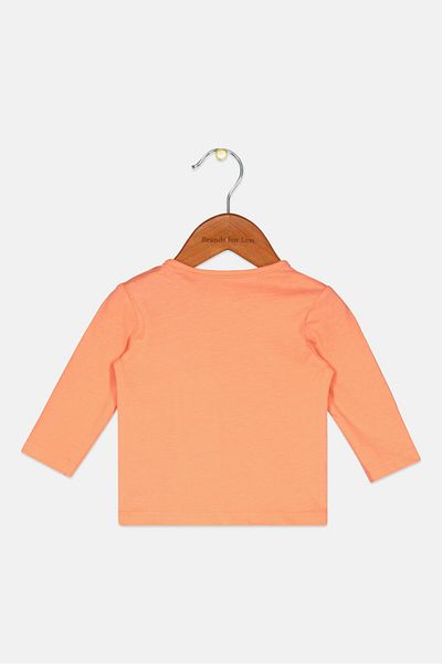 s.Oliver Toddlers Girl Crew Neck Printed Long Sleeve Tops, Coral